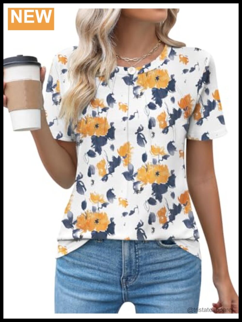 Kistore Women's Pleated Crew Neck Short Sleeve Top Casual Summer Blouse